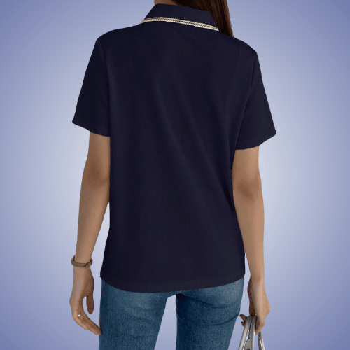 Navy Blue Shirt With Contrast Binding And Button Detail Heritage Polo