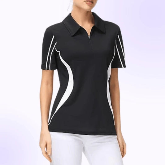 Moisture Wicking Sleeve Tops Active Stay Slim Fit Zippered Sport Polo